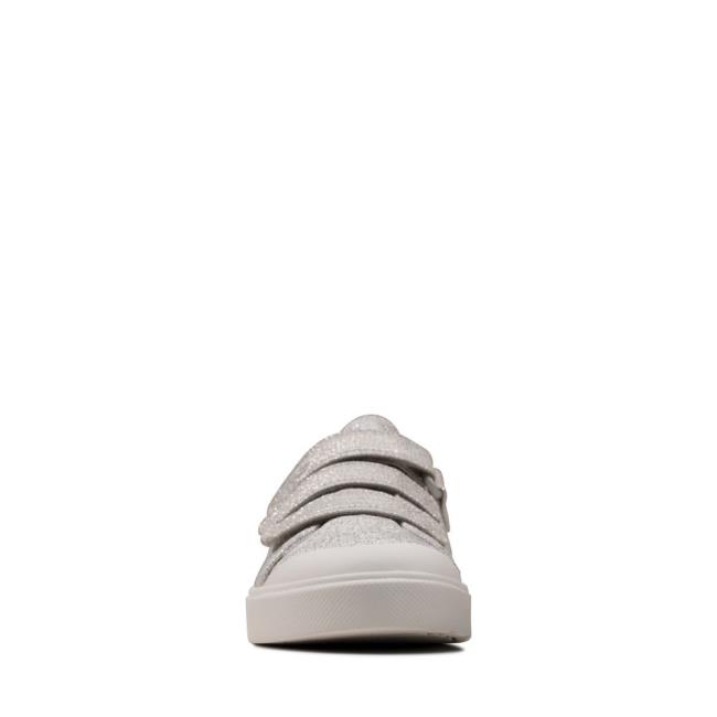 Boys' Clarks City Vibe Kid Canvas Shoes Silver | CLK819XTH