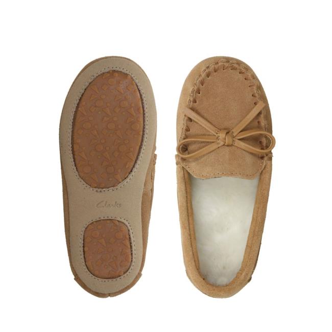 Boys' Clarks Crackling Flo Slippers Brown | CLK056JXP