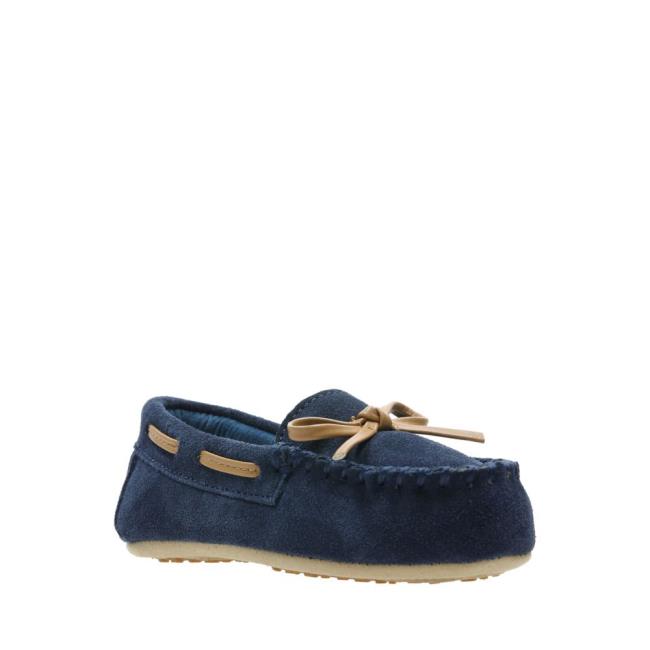 Boys' Clarks Crackling Flo Slippers Navy | CLK658DRO