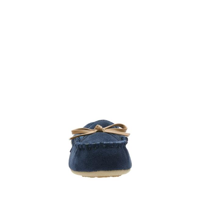 Boys' Clarks Crackling Flo Slippers Navy | CLK658DRO