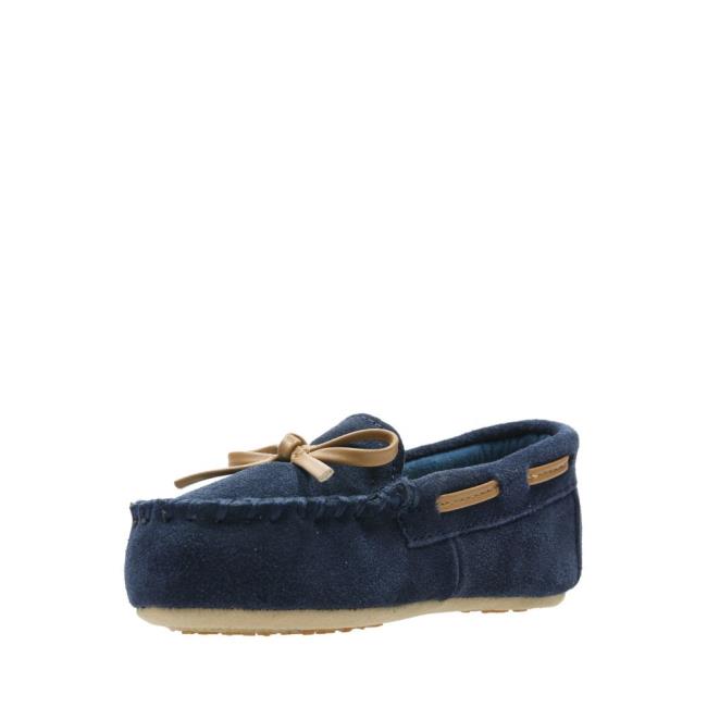 Boys' Clarks Crackling Flo Slippers Navy | CLK658DRO