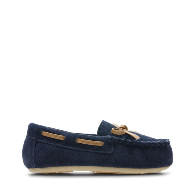 Boys\' Clarks Crackling Flo Slippers Navy | CLK658DRO