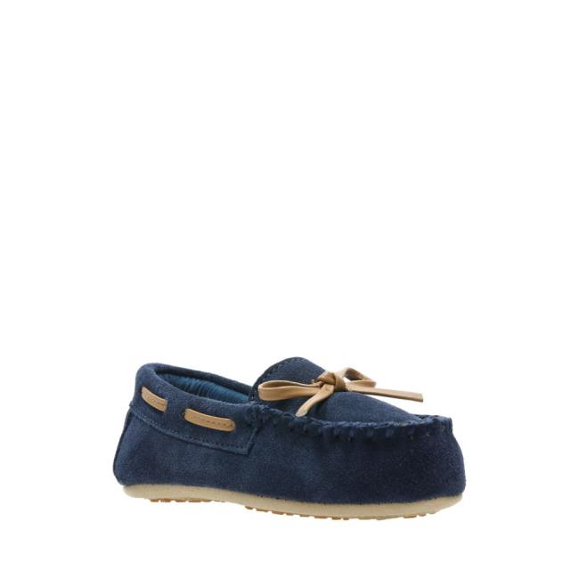 Boys' Clarks Crackling Flo Slippers Navy | CLK810TRW