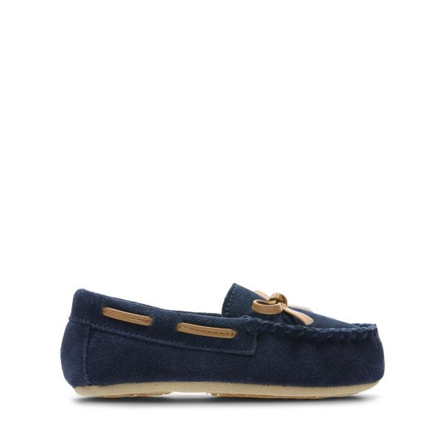 Boys\' Clarks Crackling Flo Slippers Navy | CLK810TRW