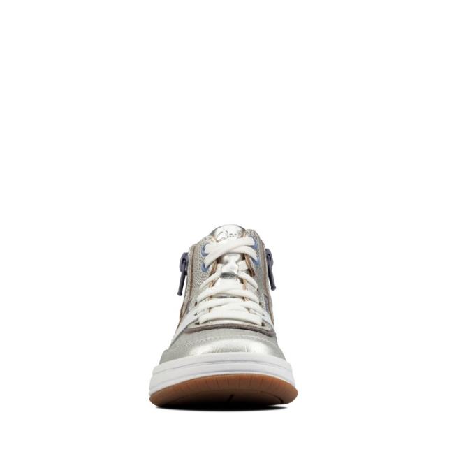 Boys' Clarks Fawn Peak Kid Sneakers Silver | CLK356YXP