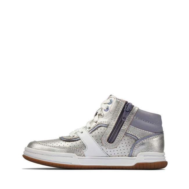 Boys' Clarks Fawn Peak Kid Sneakers Silver | CLK356YXP