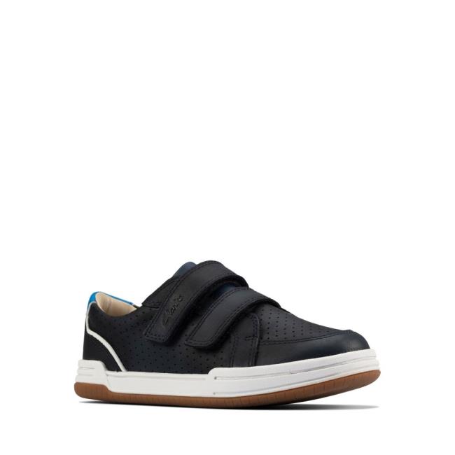 Boys' Clarks Fawn Solo Kid Sneakers Navy | CLK468ZOX