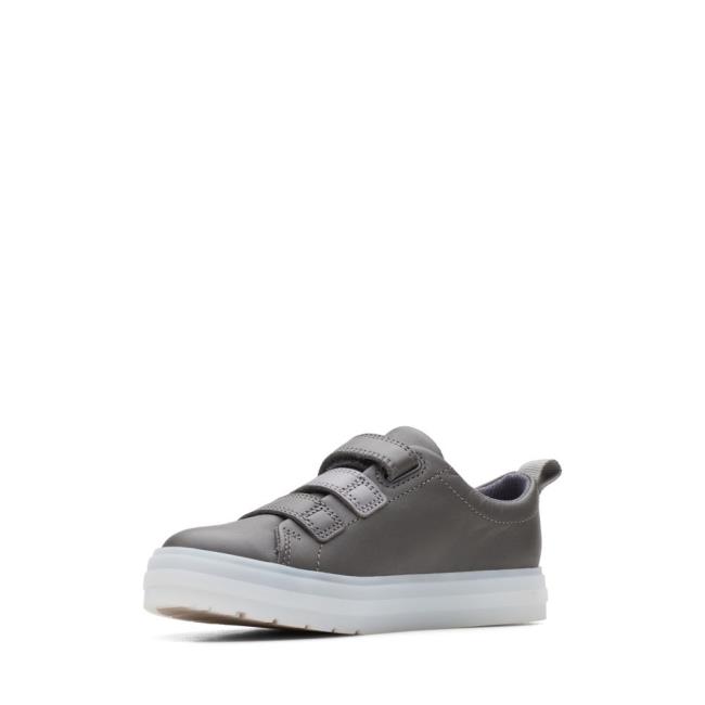 Boys' Clarks Flare Bug Kid School Shoes Dark Grey | CLK465KVU