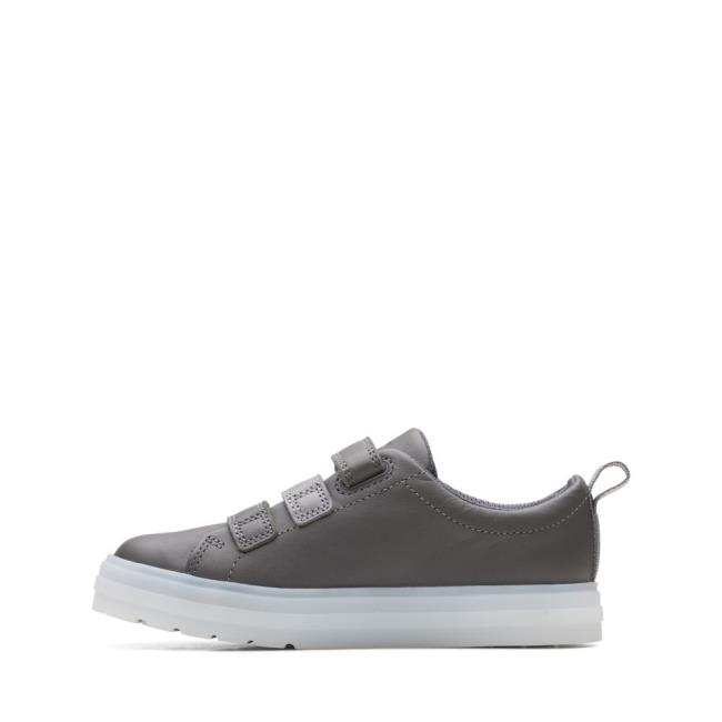 Boys' Clarks Flare Bug Kid School Shoes Dark Grey | CLK465KVU