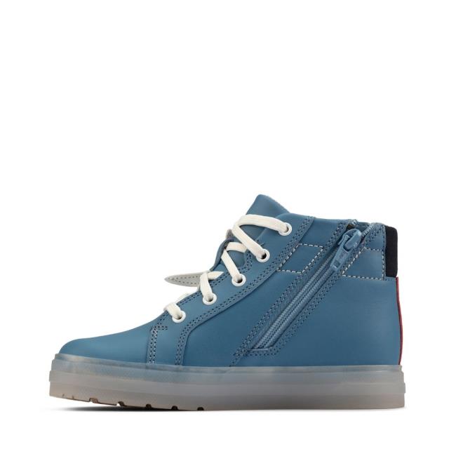 Boys' Clarks Flare Scale Hi Kid Originals Boots Blue | CLK516GIS