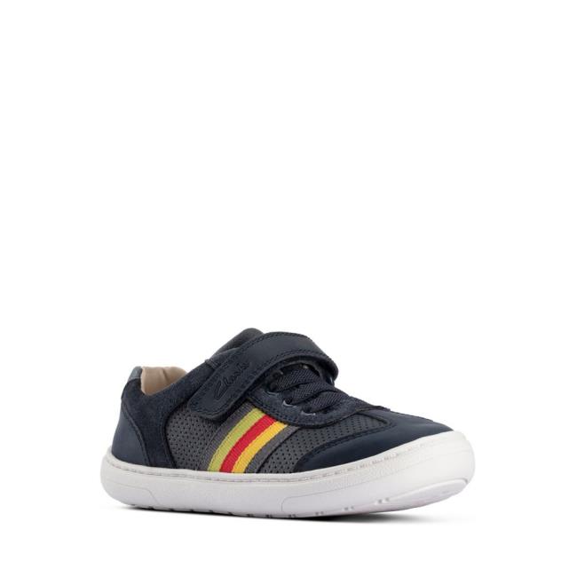 Boys' Clarks Flash Step Kid School Shoes Navy | CLK497KHM