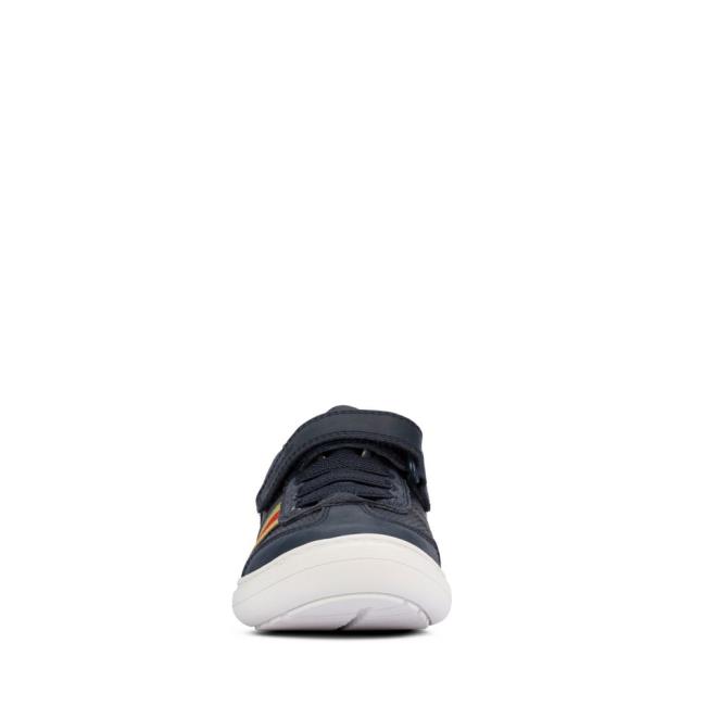 Boys' Clarks Flash Step Kid School Shoes Navy | CLK497KHM