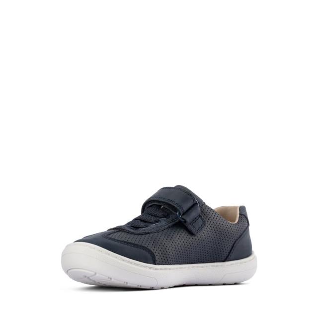 Boys' Clarks Flash Step Kid School Shoes Navy | CLK497KHM