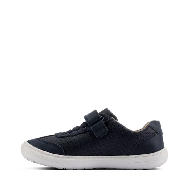 Boys' Clarks Flash Step Kid School Shoes Navy | CLK497KHM