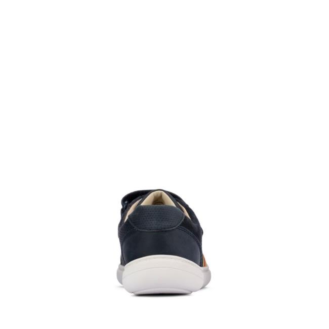 Boys' Clarks Flash Step Kid School Shoes Navy | CLK497KHM