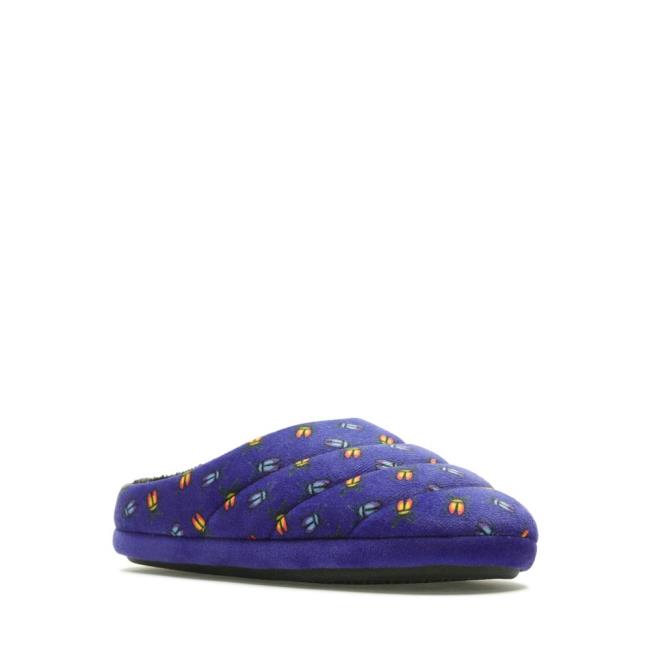 Boys' Clarks Fluffy Warm Kid Slippers Navy | CLK895SKF