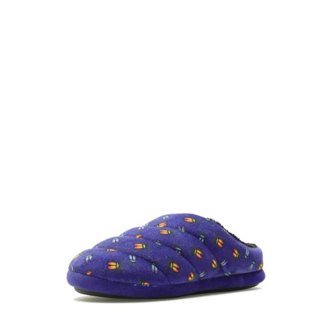 Boys' Clarks Fluffy Warm Kid Slippers Navy | CLK895SKF