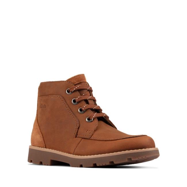 Boys' Clarks Heath Lace Youth Originals Boots Brown | CLK348YVI