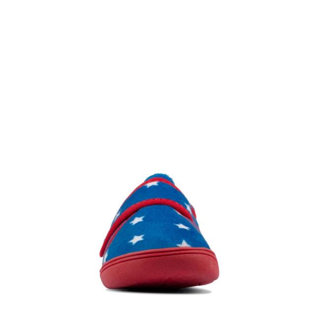 Boys' Clarks Holmly Rest Kid Slippers Blue | CLK086CXM