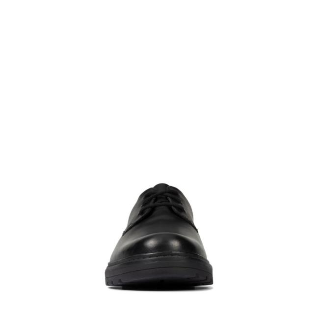 Boys' Clarks Loxham Derby Youth School Shoes Black | CLK796ENL