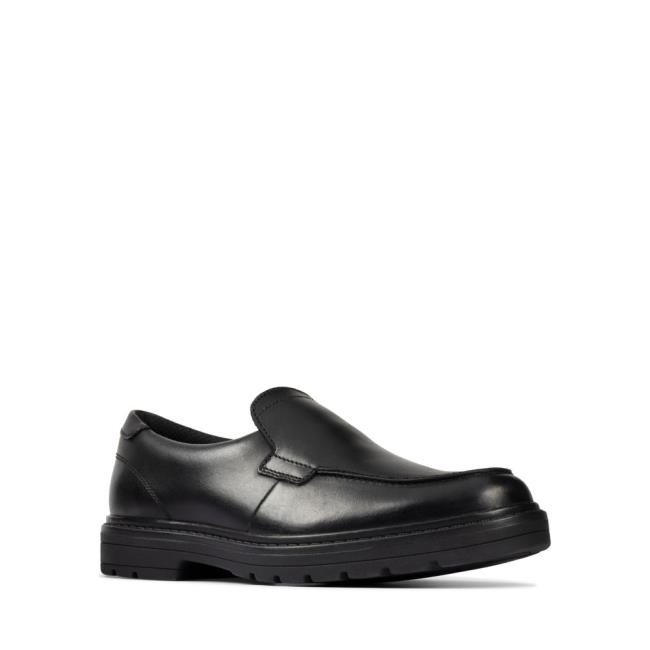 Boys' Clarks Loxham Grove Youth School Shoes Black | CLK397IZE