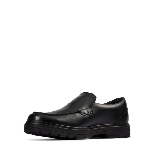 Boys' Clarks Loxham Grove Youth School Shoes Black | CLK397IZE