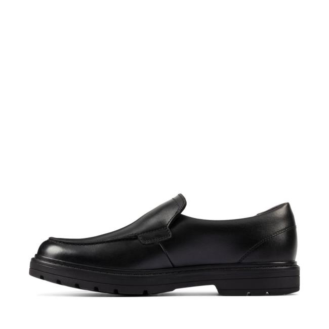 Boys' Clarks Loxham Grove Youth School Shoes Black | CLK397IZE