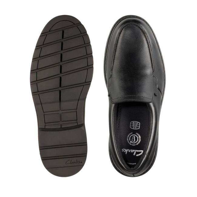 Boys' Clarks Loxham Grove Youth School Shoes Black | CLK397IZE