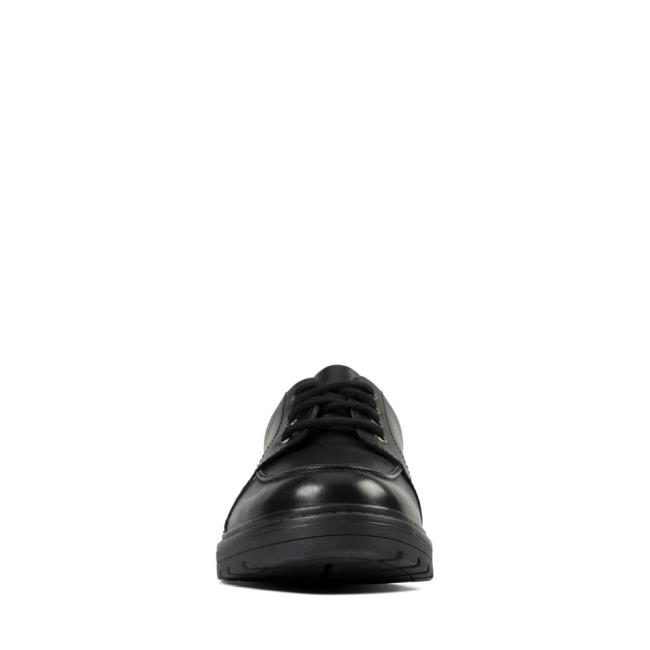 Boys' Clarks Loxham Pace Youth School Shoes Black | CLK653UNW