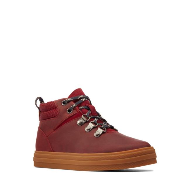 Boys' Clarks Nova Hike Kid Originals Boots Burgundy | CLK783NIC