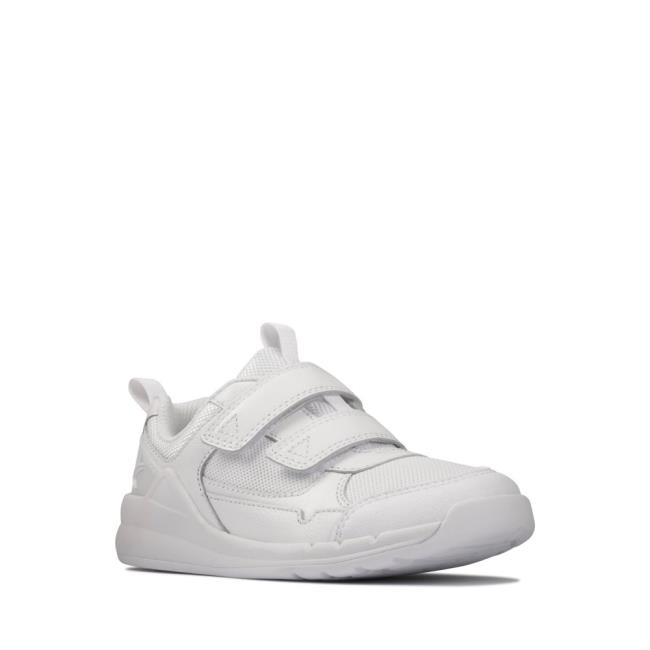 Boys' Clarks Orbit Sprint Kid Sneakers White | CLK760YQD