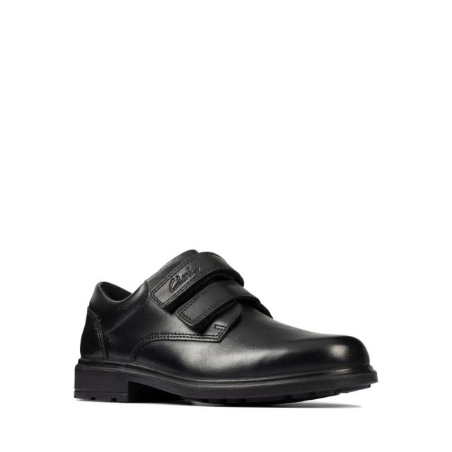 Boys' Clarks Remi Pace Kid School Shoes Black | CLK852TAP