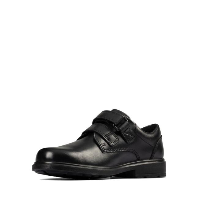 Boys' Clarks Remi Pace Kid School Shoes Black | CLK852TAP