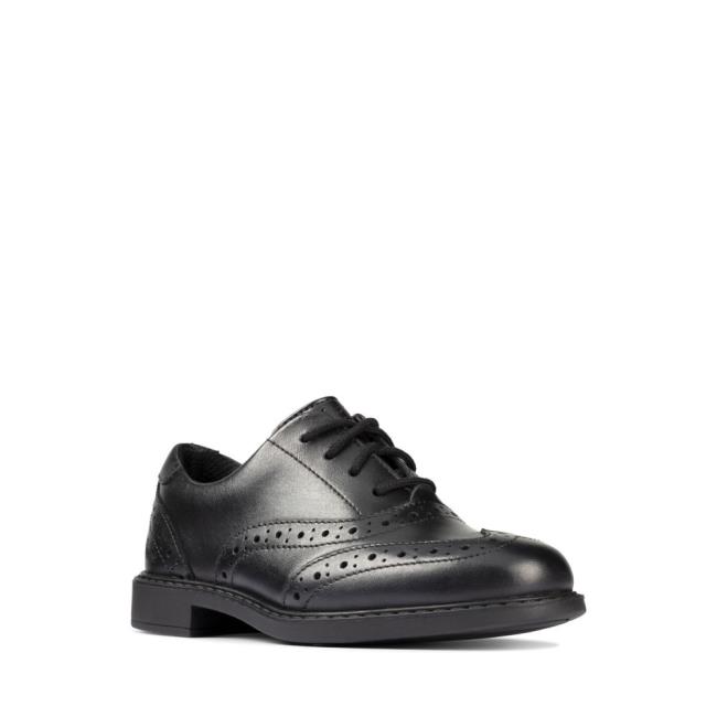 Boys' Clarks Scala Brogue Kid School Shoes Black | CLK701JCE