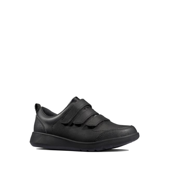 Boys' Clarks Scape Sky Kid School Shoes Black | CLK283WXA