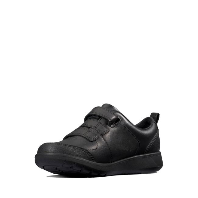 Boys' Clarks Scape Sky Kid School Shoes Black | CLK283WXA