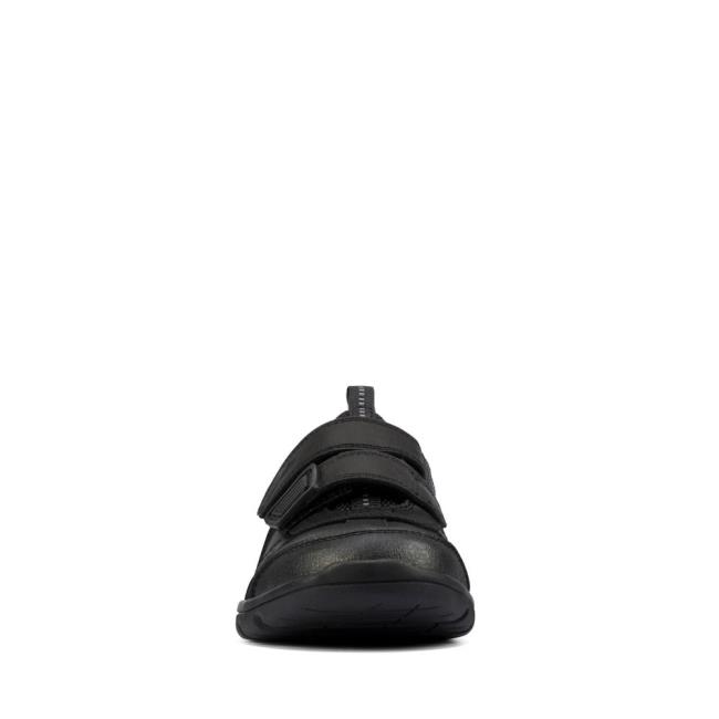 Boys' Clarks Scooter Run Kid School Shoes Black | CLK483ZBU