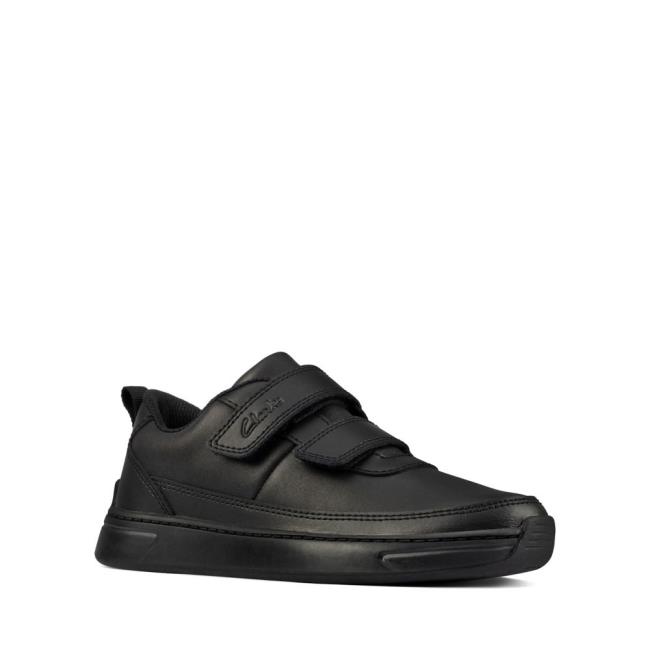 Boys' Clarks Vibrant Glow Kid School Shoes Black | CLK518KMW