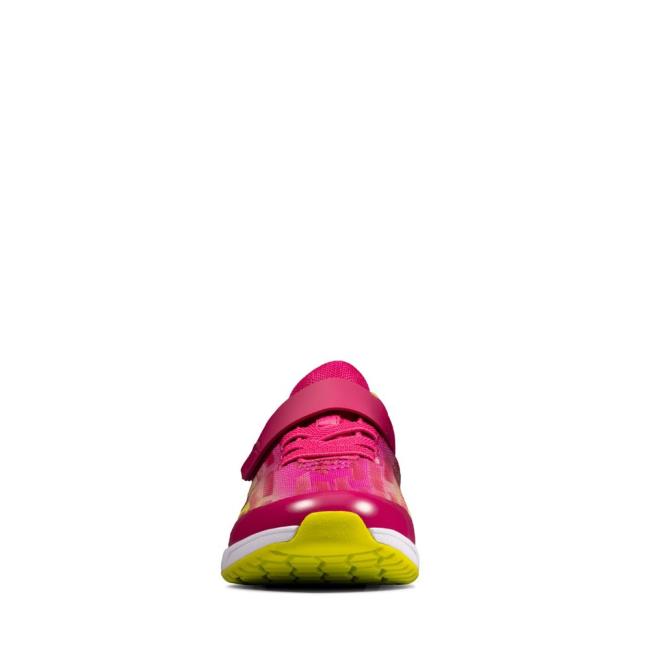 Girls' Clarks Aeon Pace Kid Sneakers Pink / Light Green | CLK152GFS