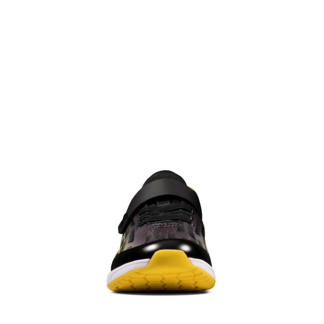 Girls' Clarks Aeon Pace Youth Sneakers Black / Yellow | CLK587NXH