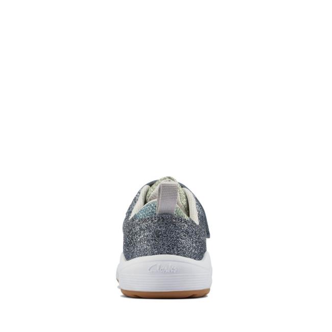 Girls' Clarks Aeon Sparkle Kid School Shoes Blue Grey | CLK631INQ