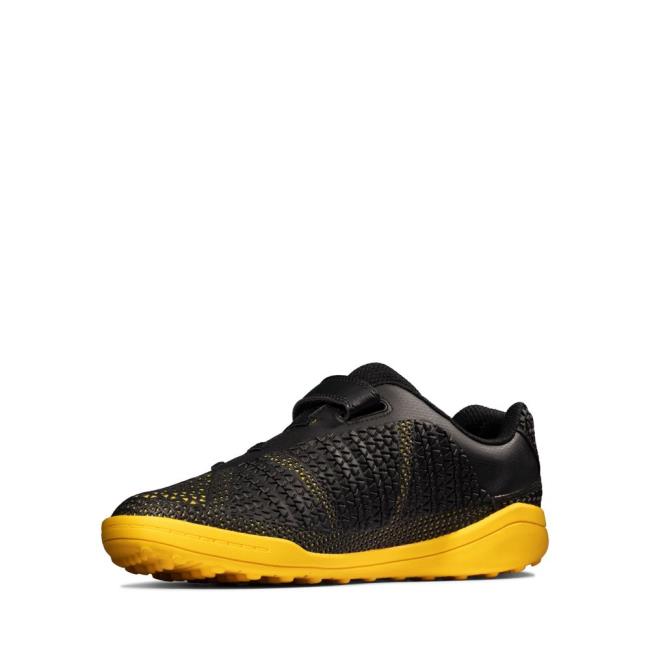 Girls' Clarks Award Swift Youth Sneakers Black / Yellow | CLK081WKL