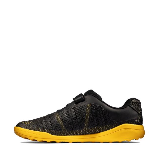 Girls' Clarks Award Swift Youth Sneakers Black / Yellow | CLK081WKL