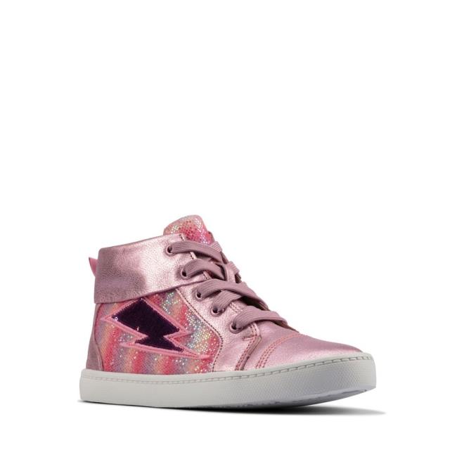 Girls' Clarks City Myth Kid Sneakers Light Pink | CLK491DJU