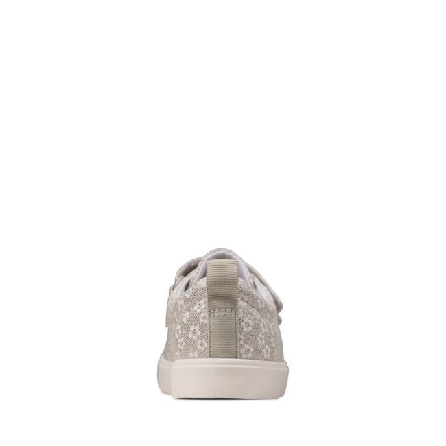 Girls' Clarks City Vibe Kid Canvas Shoes Silver | CLK213WHZ