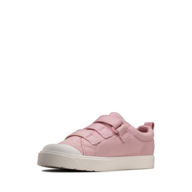 Girls' Clarks City Vibe Kid Canvas Shoes Pink | CLK346ELR