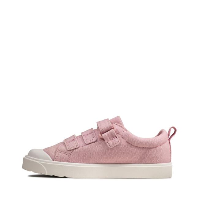 Girls' Clarks City Vibe Kid Canvas Shoes Pink | CLK346ELR