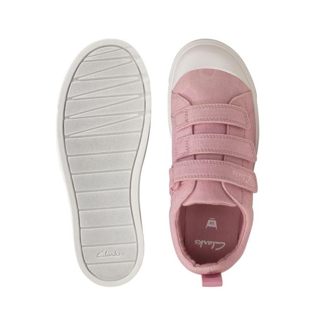 Girls' Clarks City Vibe Kid Canvas Shoes Pink | CLK346ELR