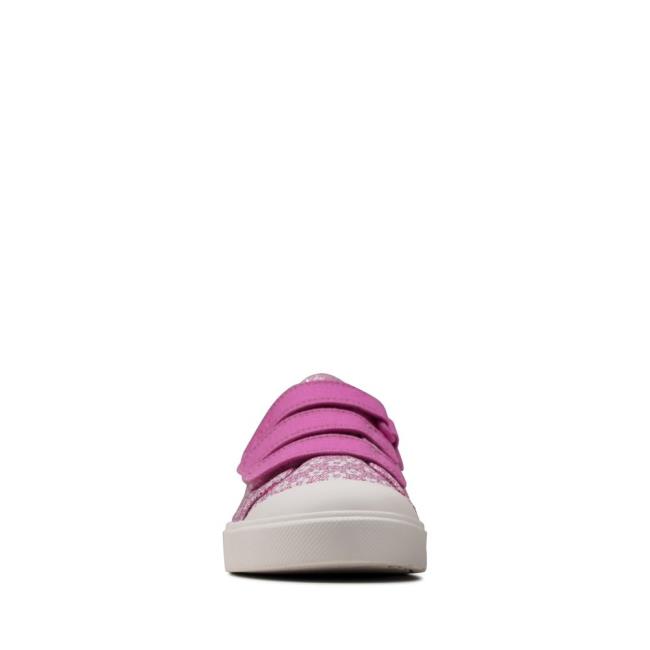 Girls' Clarks City Vibe Kid Canvas Shoes Pink | CLK762TMU