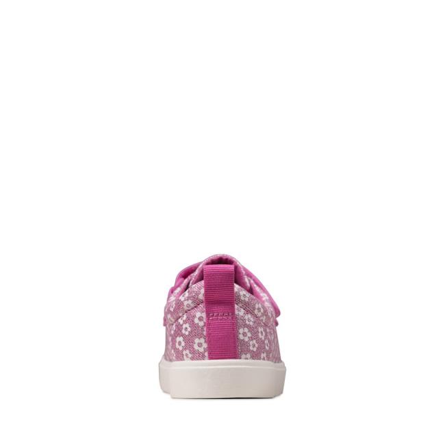 Girls' Clarks City Vibe Kid Canvas Shoes Pink | CLK762TMU